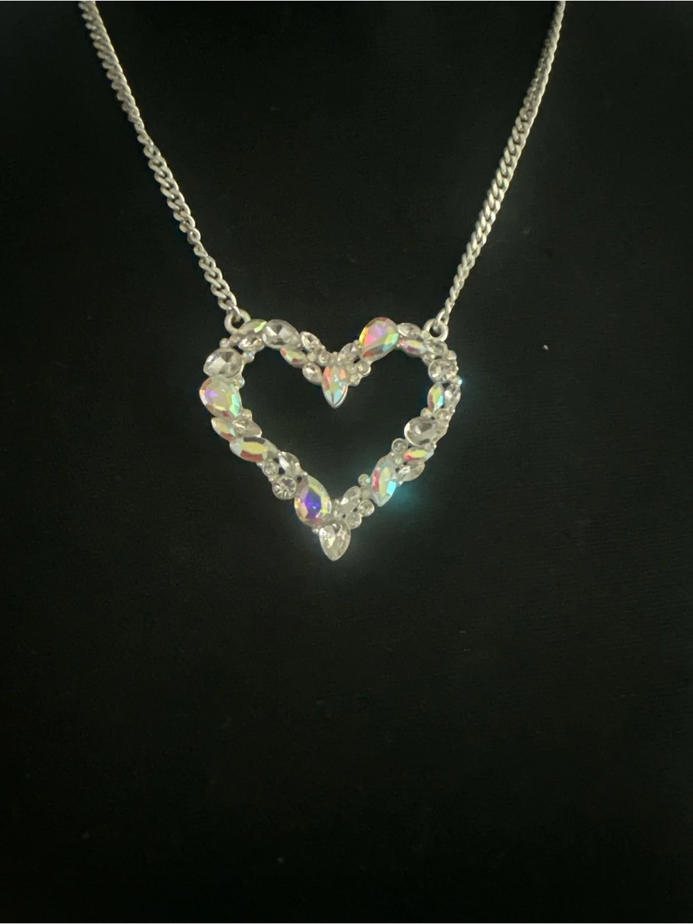 Crystal Heart Pendant Necklace - Silver Tone By Alexa Raye - Picture 2 of 4